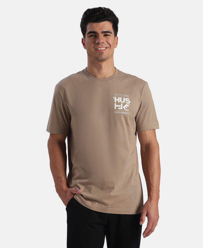 Super Combed Cotton Rich Graphic Printed Round Neck Half Sleeve T-Shirt - Desert Taupe