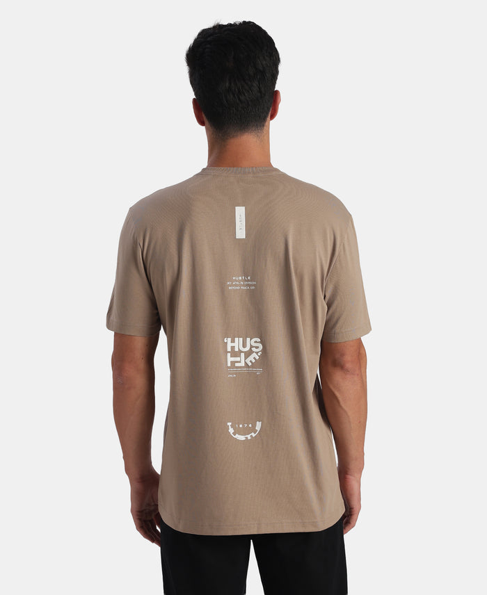 Super Combed Cotton Rich Graphic Printed Round Neck Half Sleeve T-Shirt - Desert Taupe