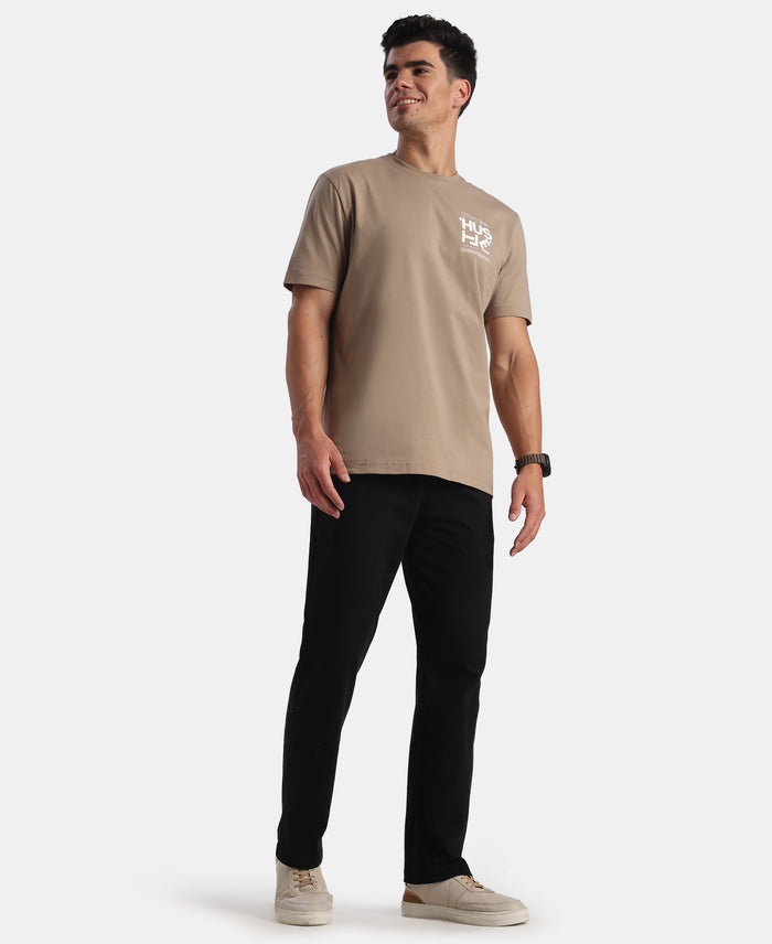 Super Combed Cotton Rich Graphic Printed Round Neck Half Sleeve T-Shirt - Desert Taupe