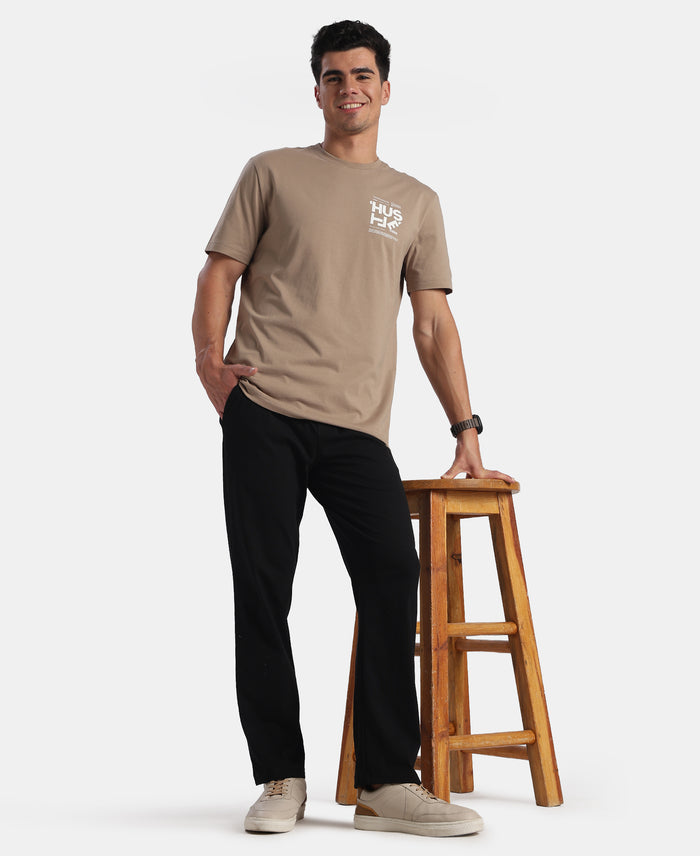 Super Combed Cotton Rich Graphic Printed Round Neck Half Sleeve T-Shirt - Desert Taupe