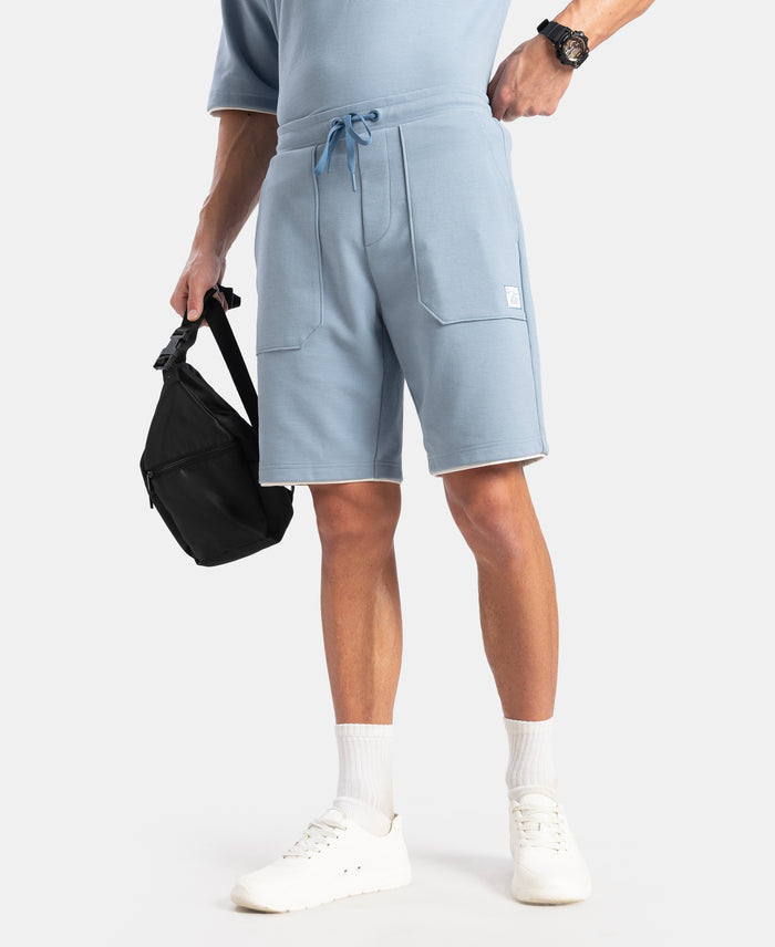 Super Combed Cotton Rich Regular Fit Shorts with Zipper Pocket - Windward Blue