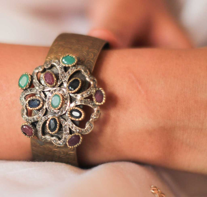 Tattva Classic Rose Gold Stone Studded Kada