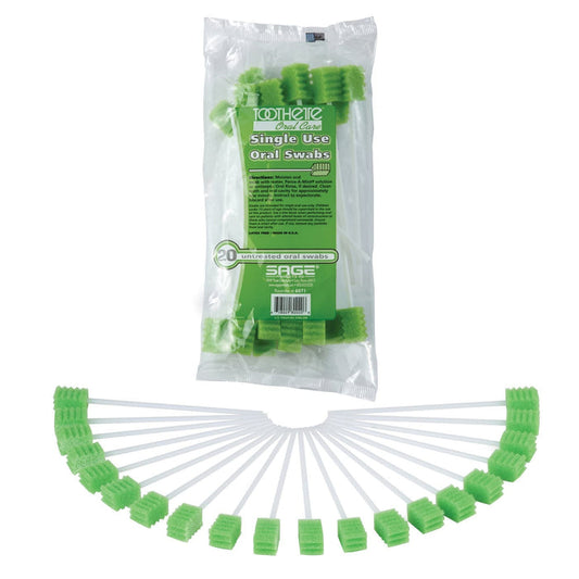 Toothette Single Use Oral Swabs, Untreated, 20 Count - 6071-Pack - LL Medico