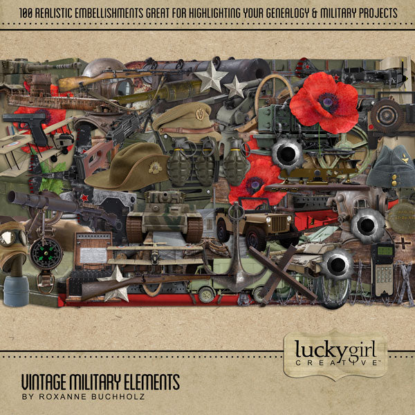 Vintage Military Digital Scrapbook Kit