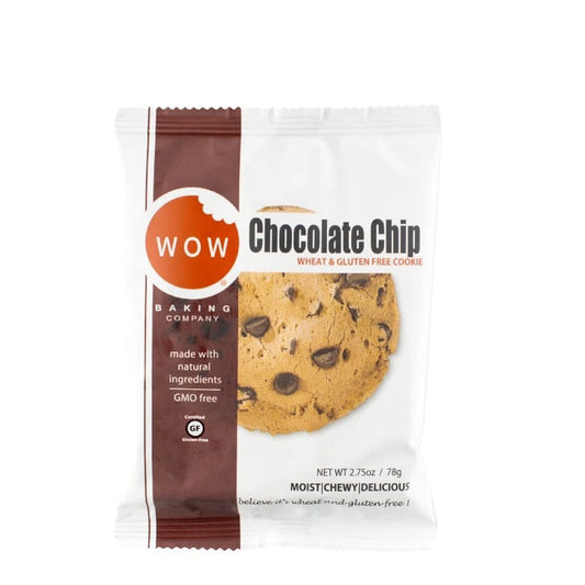 WOW BAKING COMPANY's GLUTEN FREE CHOCOLATE CHIP COOKIE offers a soft, chewy treat perfect for satisfying your sweet tooth.